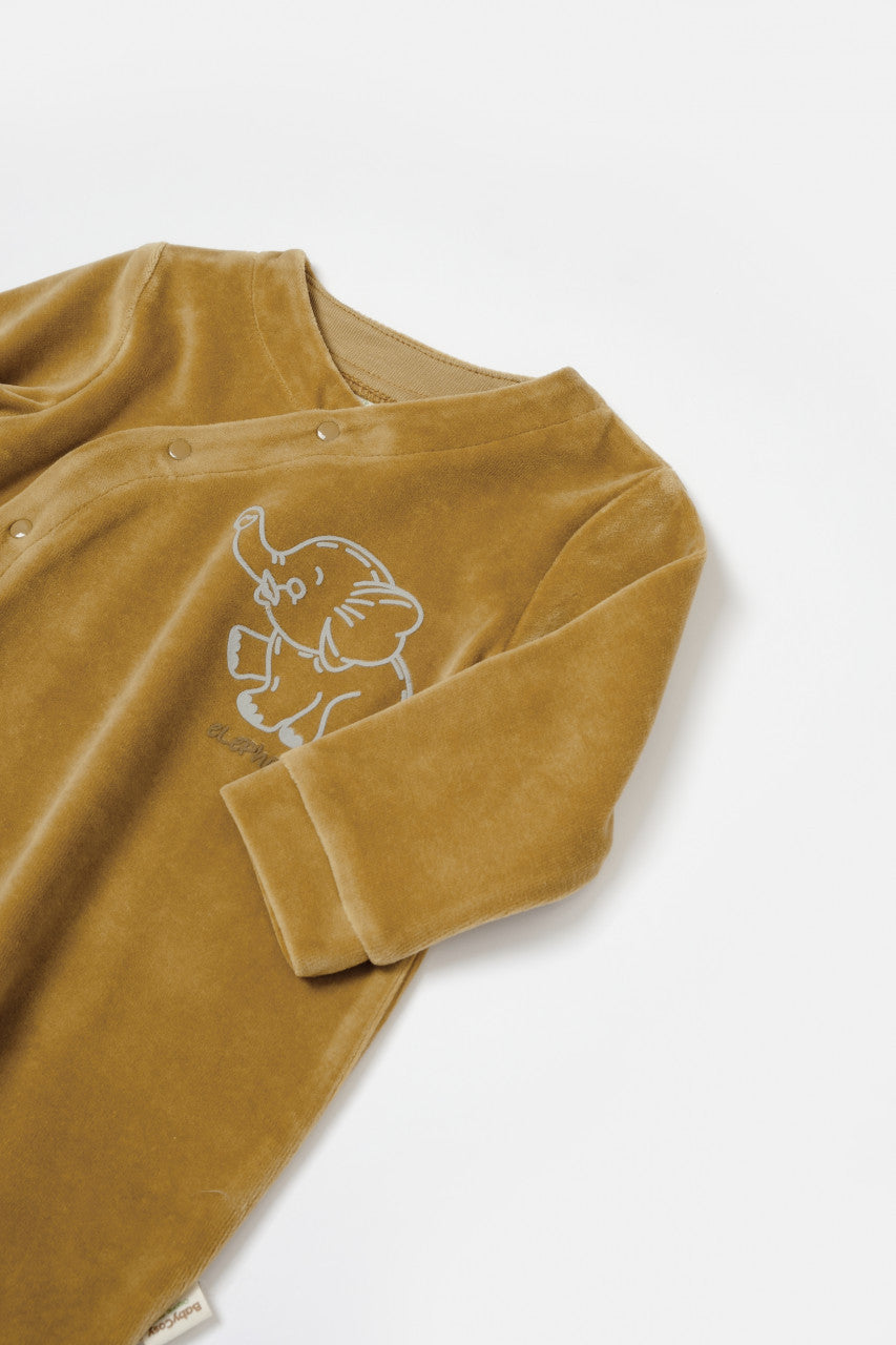 Salopeta Elefant cu maneca lunga si gluga din 80%bumbac organic si 20% poliester - , BabyCosy